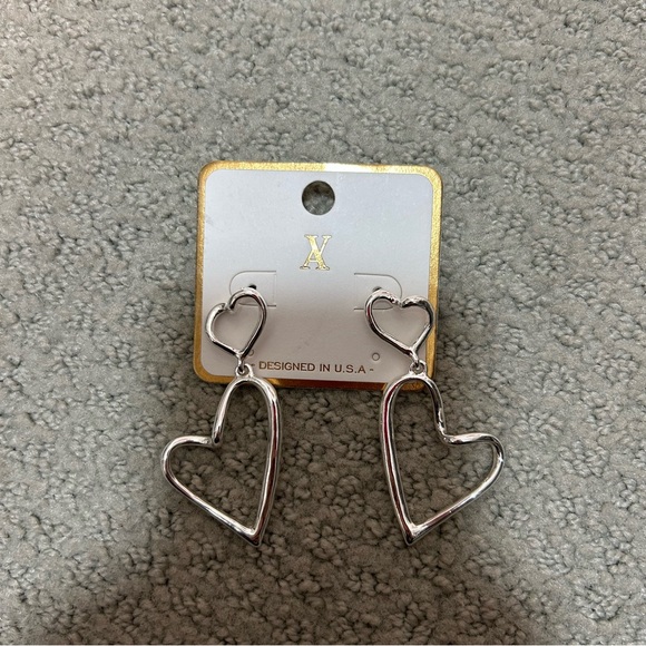 Heart-Shaped Silver Earrings - Picture 2 of 5